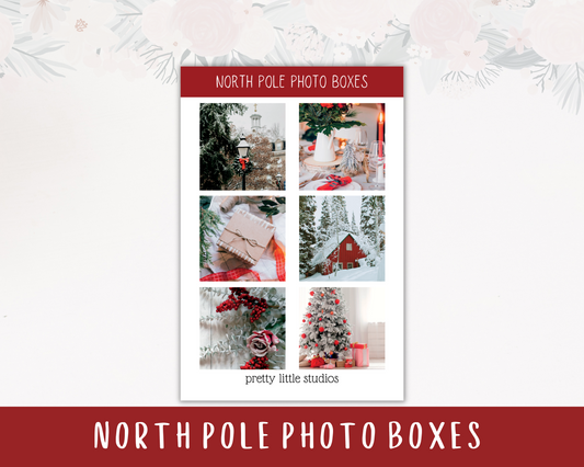 North Pole Christmas Photo Boxes Aesthetic Sticker Sheets