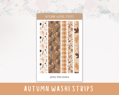 Aesthetic Autumn Washi Strip Sticker Sheets - Fall Washi Strip Stickers