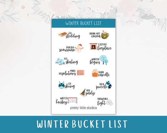 Winter Bucket List Seasonal Decorative Sticker Sheets