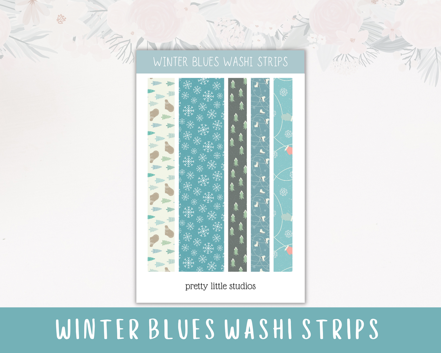 Winter Blues Washi Strip Aesthetic Stickers - Bullet Journal Stickers - Planner Stickers - Winter Stickers - Winter Washi Strip Stickers