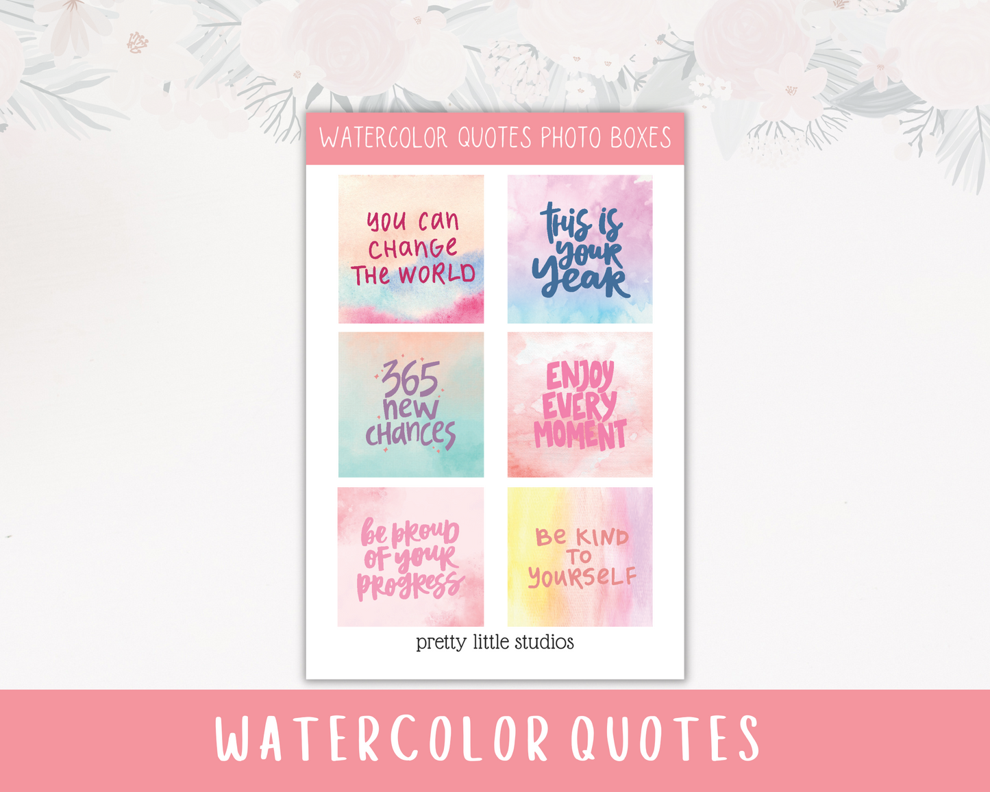 Watercolor Quotes Photo Boxes Sticker Sheets