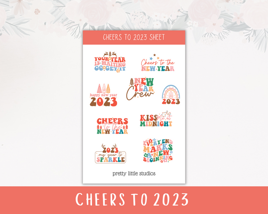 Cheers to 2023 New Year's Deco Sticker Sheet