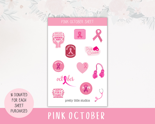 Breast Cancer Awareness Charity Sticker Sheets - Pink October Stickers - Stickers For A Cause