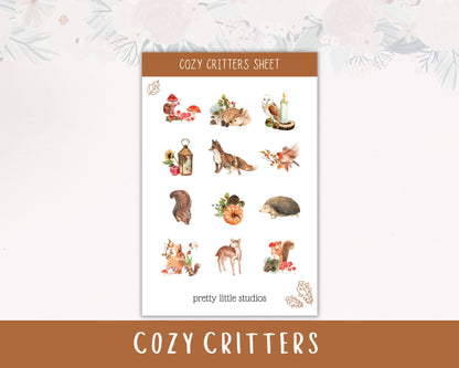 Cozy Critters Decorative Sticker Sheets - Bullet Journal Stickers - Planner Stickers - Autumn Stickers - Fall Animal Stickers