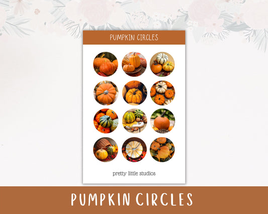 Pumpkin Aesthetic Circle Sticker Sheets - Bullet Journal Stickers - Planner Stickers - Autumn Stickers - Aesthetic Stickers - Pumpkins