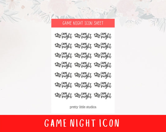 Game Night Icon Sticker Sheet - Bullet Journal Stickers - Planner Stickers - Game Night Stickers - Functional Stickers - Icon Stickers