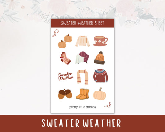 Sweater Weather Decorative Sticker Sheets - Bullet Journal Sticker - Planner Sticker - Cozy Sweater Sticker - Autumn Stickers - Fall Sticker