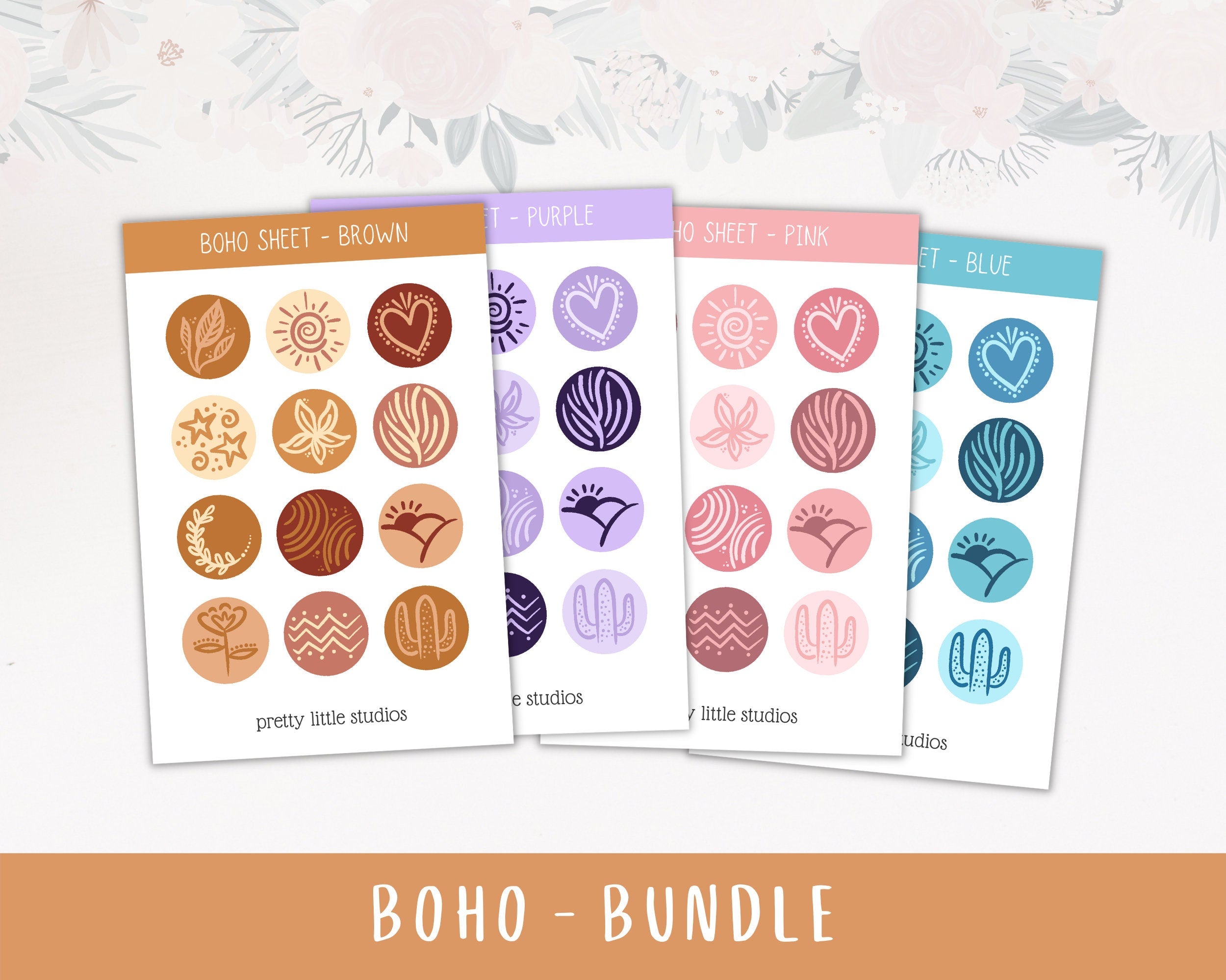 Boho Inspired Decorative Sticker Sheets for - Bullet Journal Stickers ...