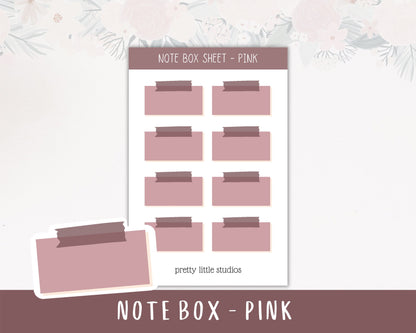 Note Box Sticker Sheets - Bullet Journal Stickers - Planner Stickers - Note Taking Stickers