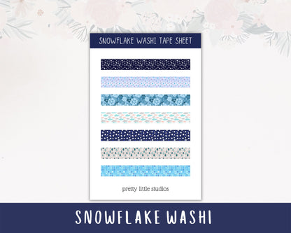Snowflake Washi Tape Strip Sticker Sheet - Bullet Journal Stickers - Snowflake Stickers - Winter Stickers - Washi Strip Stickers