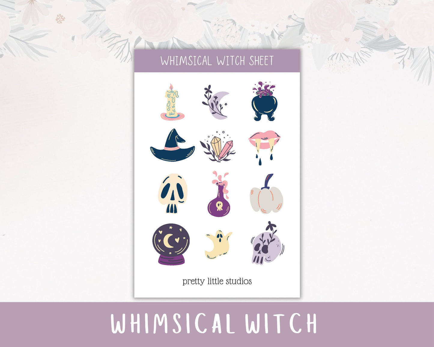 Whimsical Witch Decorative Sticker Sheet - Bullet Journal Stickers - Planner Stickers - Witchy Stickers - Halloween Stickers