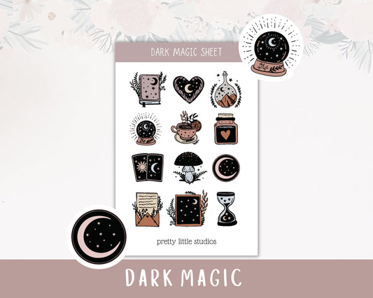 Dark Magic Decorative Sticker Sheet - Bullet Journal Stickers - Planner Stickers - Witchy Stickers - Halloween Stickers - Witch Vibes