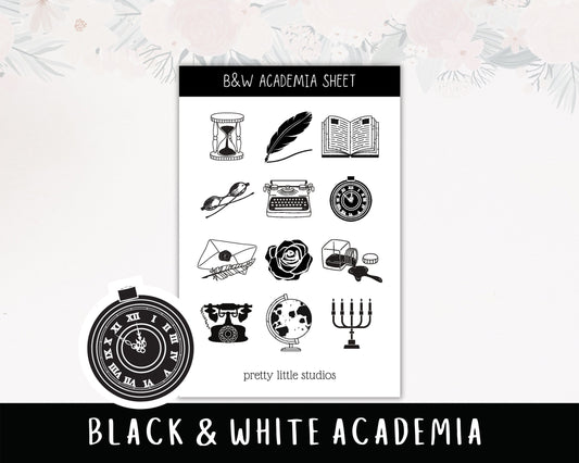 Dark Academia Black & White Stickers Stickers