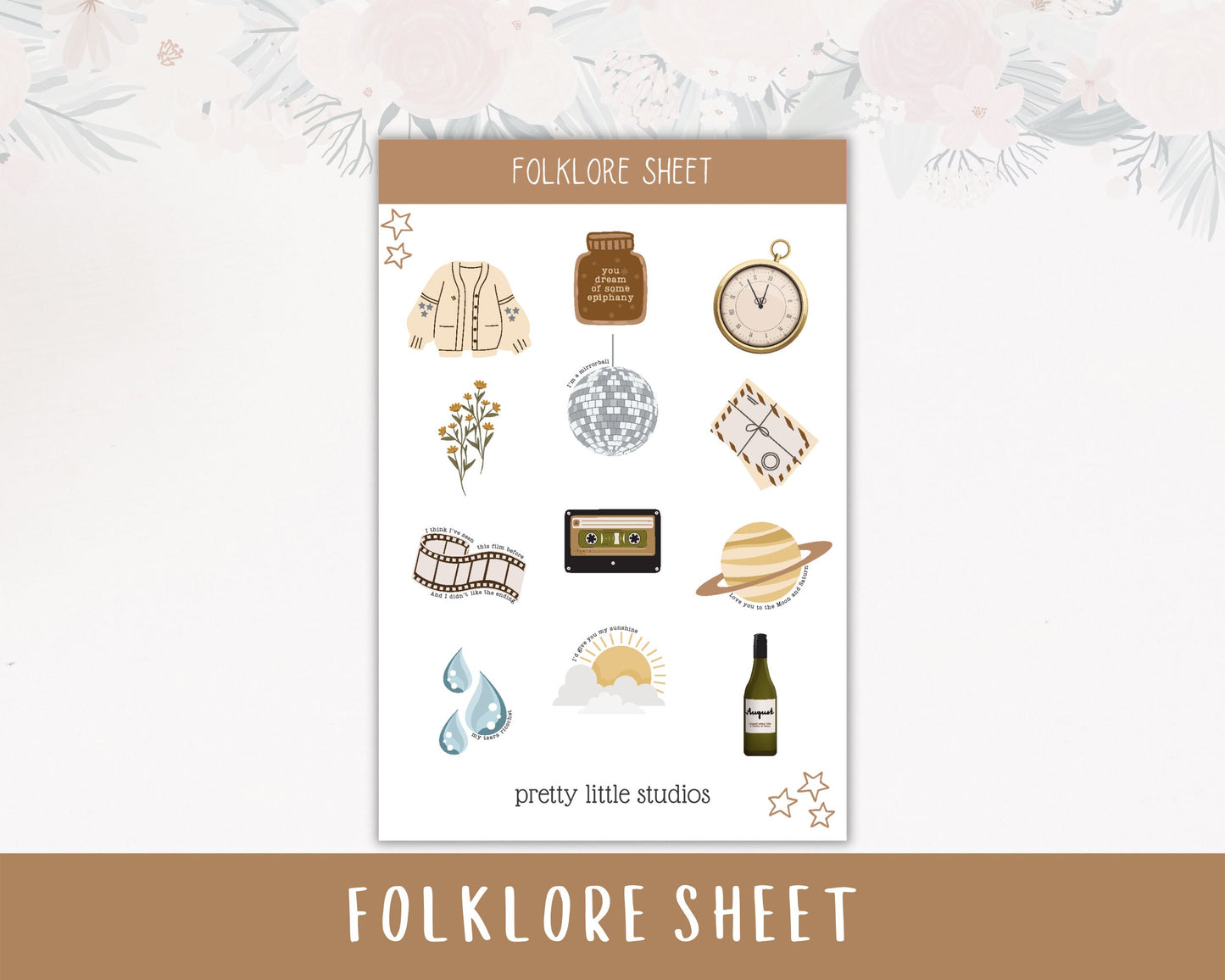 Folklore Album Decorative Sticker Sheets - Taylor Swift Stickers - Folklore Stickers - Album Inspired Stickers