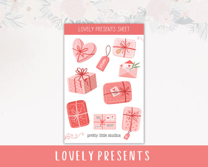 Lovely Presents Decorative Sticker Sheets - Bullet Journal Stickers - Planner Stickers - Valentine's Day Stickers - Pink Stickers