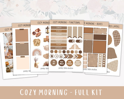Cozy Morning Planner Sticker Kit - Coffee Stickers - Happy Planner Stickers - Planner Stickers Kit