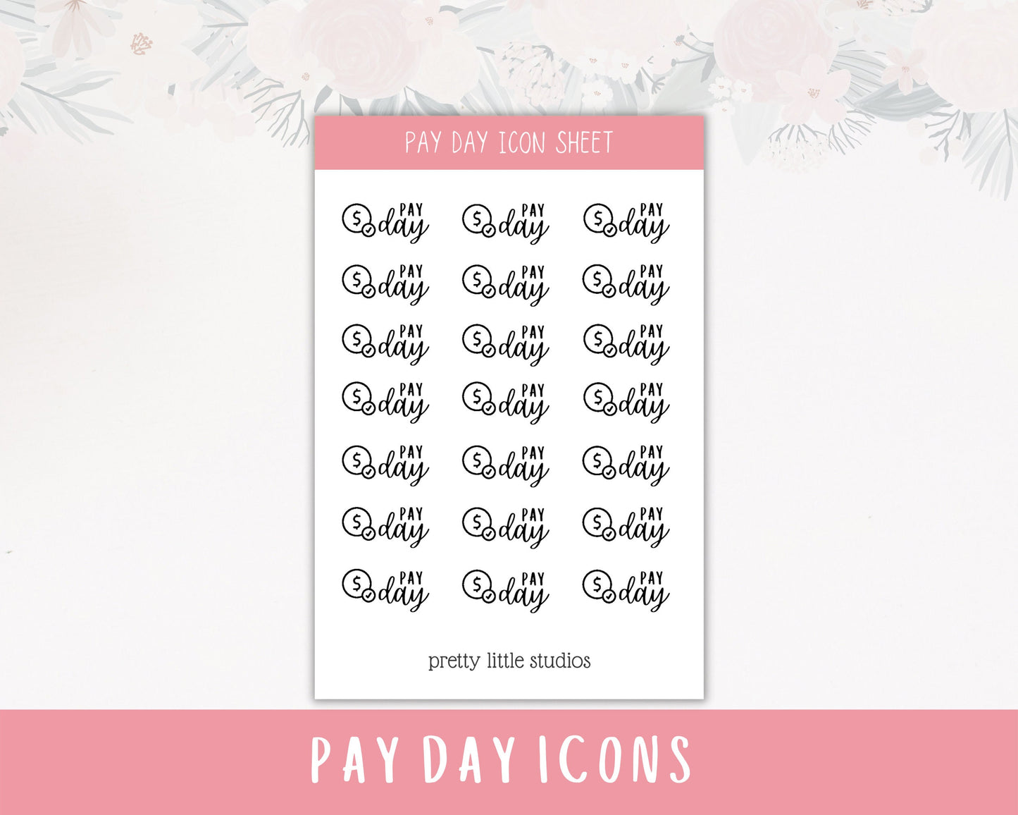 Pay Day Icon Sticker Sheet - Bullet Journal Stickers - Planner Stickers - Pay Day Sticker - Functional Stickers - Icon Stickers