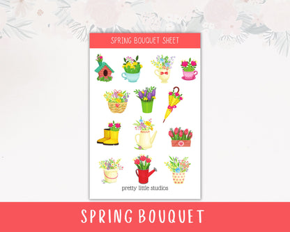 Spring Bouquet Decorative Sticker Sheets - Bullet Journal Stickers - Planner Stickers - Flower Stickers - Garden Stickers - Spring Stickers
