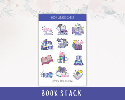 Book Stacks Sticker Sheets - Bullet Journal Stickers - Bookish Stickers - Bookstagram Stickers - Reading Journal