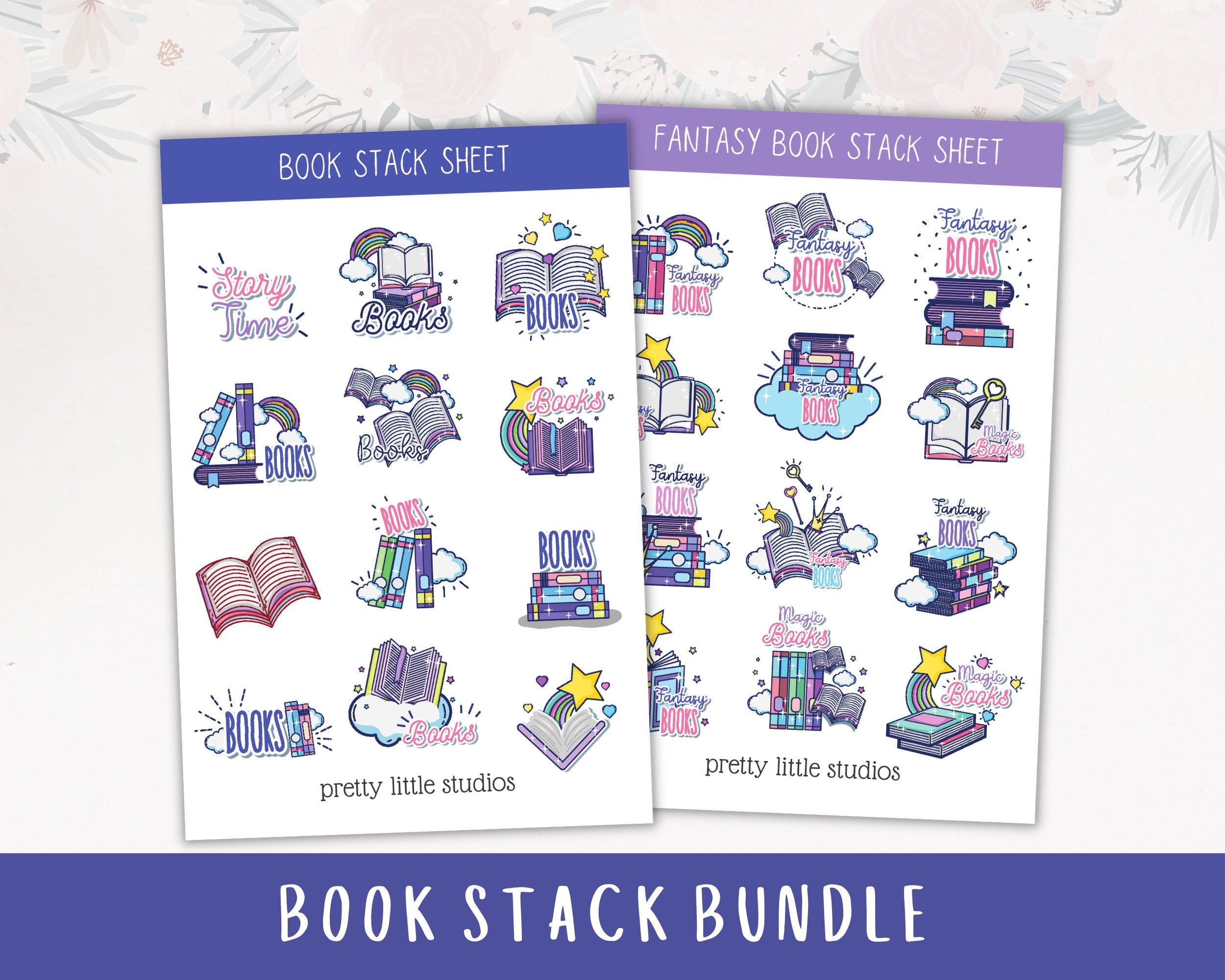 Stack Stikers Book Stacks Sticker Sheets - Bullet Journal Stickers - Bookish Sticker ...