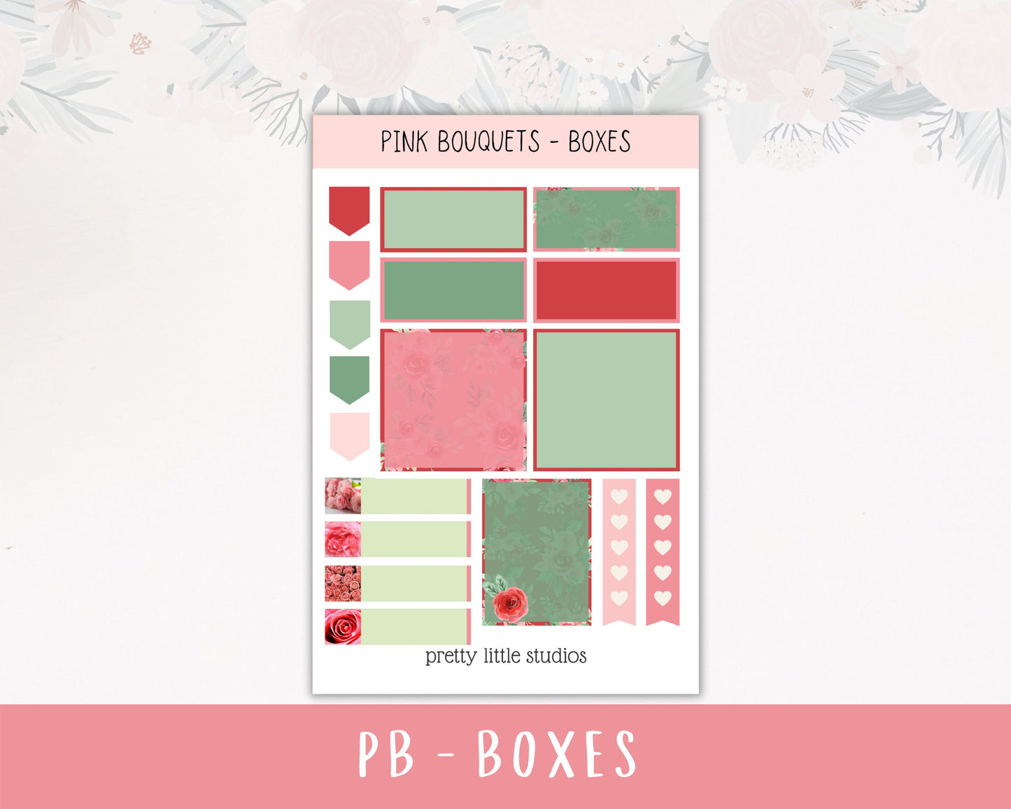 Pink Bouquets Sticker Kit - Pink Stickers - Happy Planner Stickers - Planner Stickers Kit - Flower Stickers - Spring Stickers