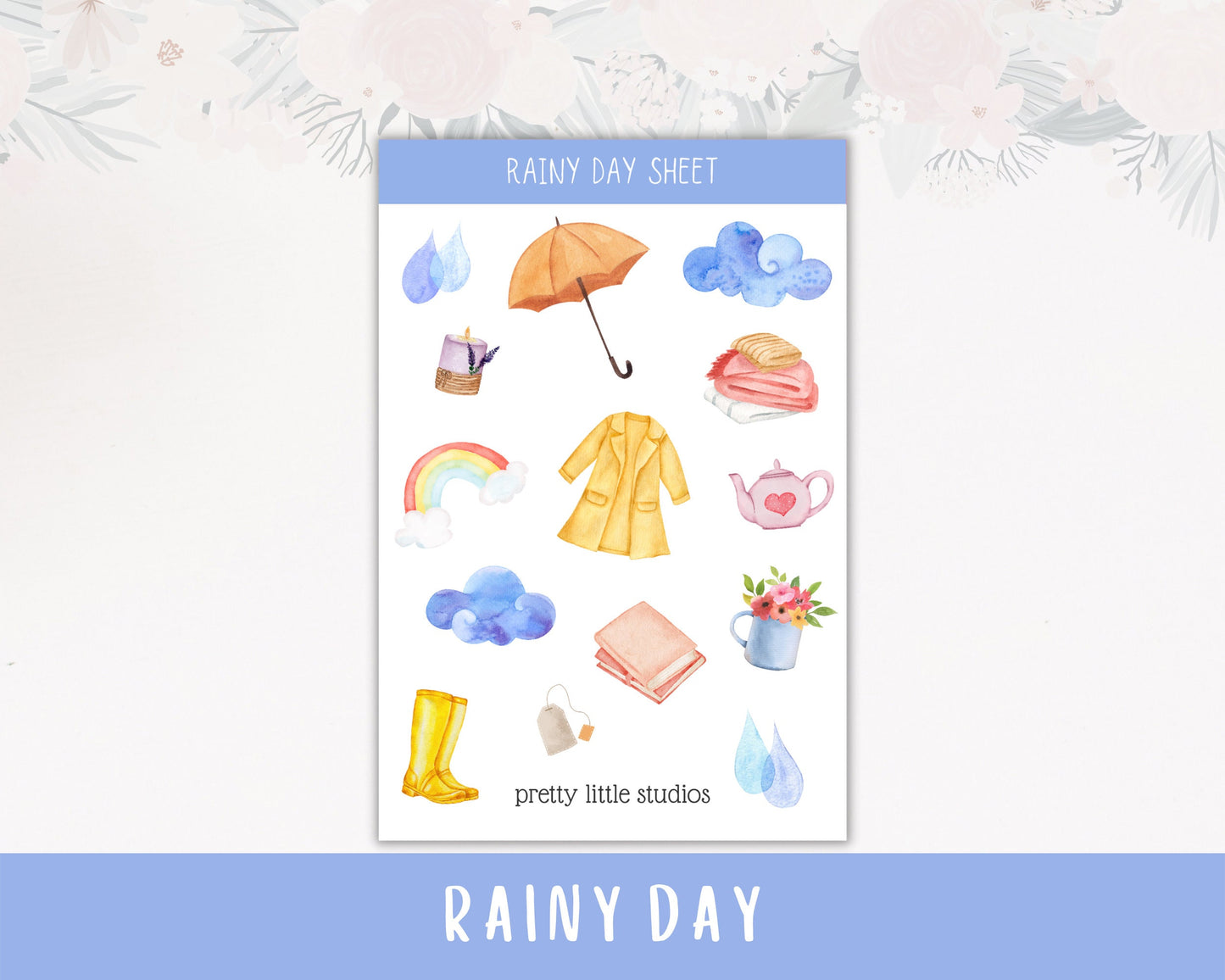 Rainy Day Decorative Sticker Sheets - Bullet Journal Stickers - Planner Stickers - Spring Stickers - Rainy Stickers