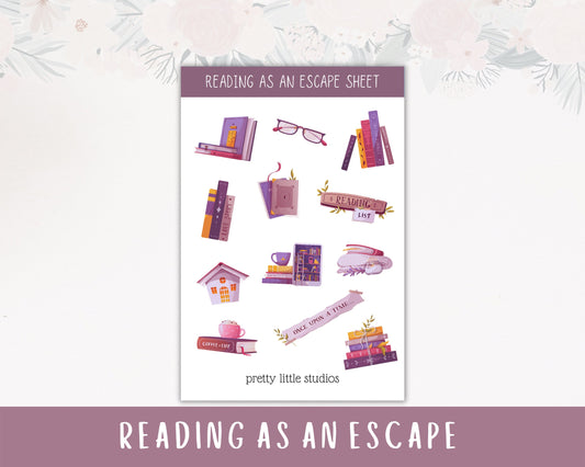 Reading as an Escape Sticker Sheets - Bullet Journal Stickers - Reading Stickers - Reading Journal - Bookish Decorative Stickers