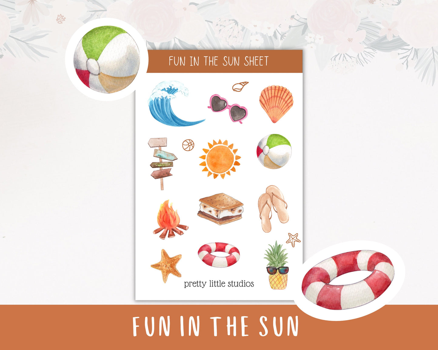 Fun in the Sun Decorative Stickers - Bullet Journal Stickers - Planner Stickers - Summer Stickers - Summer Deco Stickers - Beach Stickers