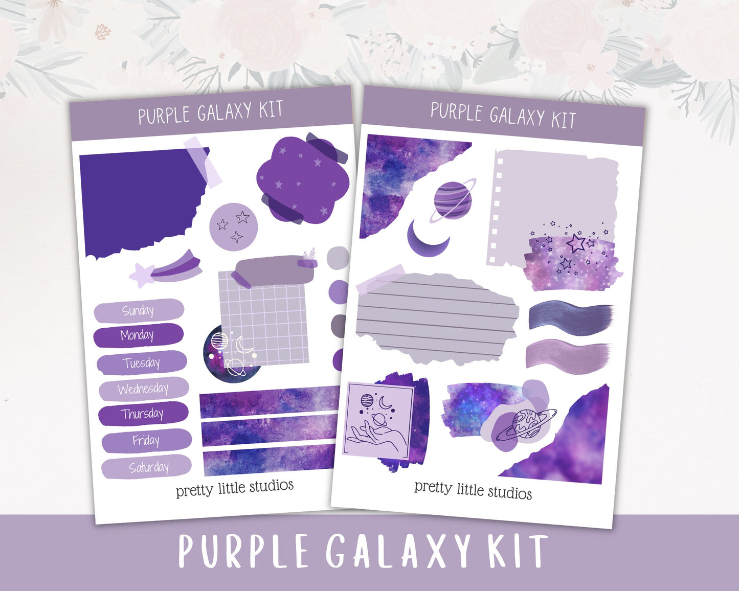 Purple Galaxy Mini Kit - Bullet Journal Sticker Kit - Planner Stickers Kit - Journaling Kit - BuJo Sticker Kit - Purple Stickers Kit