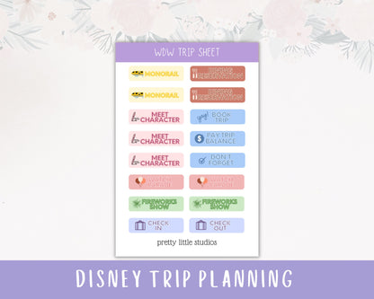 WDW Trip Planning Stickers - Vacation Planning Stickers - Orlando Planner Stickers