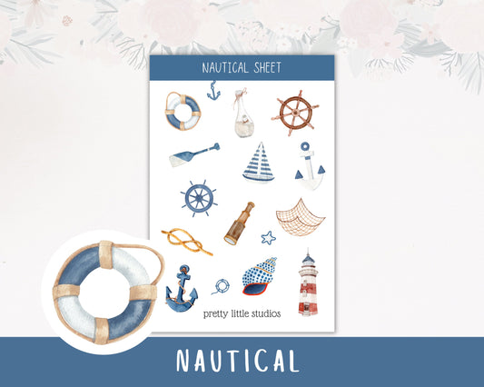 Nautical Decorative Stickers - Bullet Journal Stickers - Planner Stickers - Sailing Stickers - Summer Deco Stickers - Lighthouse Stickers
