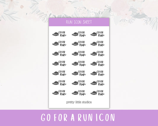 Go For Run Icon Sticker Sheet - Bullet Journal Stickers - Planner Stickers - Running Sticker - Icon Stickers - Running Icon