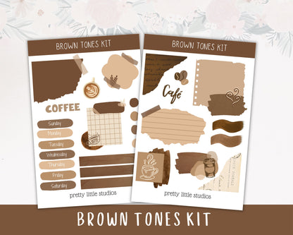 Dark Brown Mini Kit - Bullet Journal Sticker Kit - Planner Stickers Kit - Journaling Kit - BuJo Sticker Kit - Brown Stickers