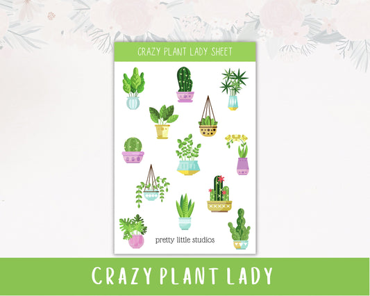 Plant Lady Decorative Sticker Sheets - Bullet Journal Stickers - Planner Stickers - Crazy Plant Lady Stickers - Journal Stickers