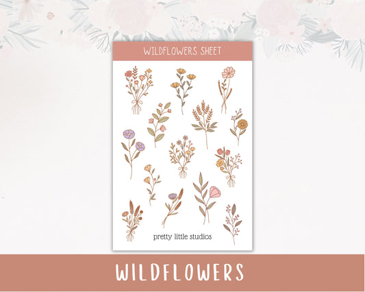 Wildflower Decorative Sticker Sheets - Bullet Journal Stickers - Planner Stickers - Flower Stickers - Sticker Bundle