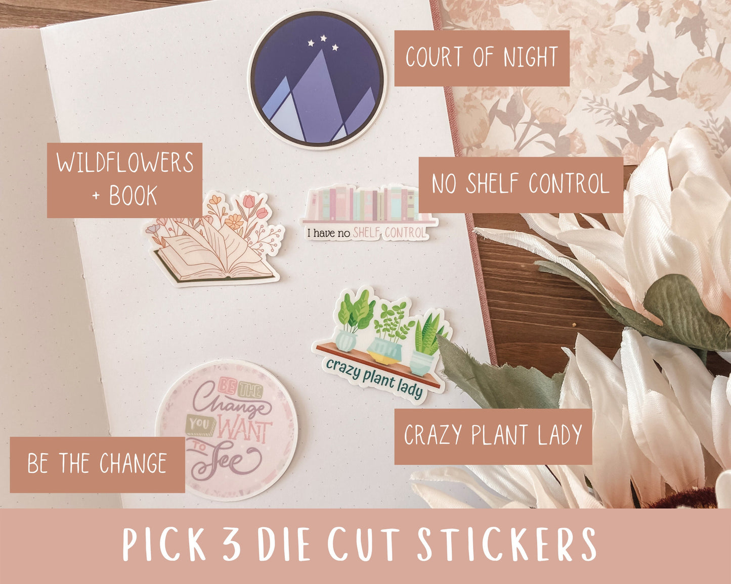 Pick 3 Die Cut Bundle - Weatherproof Die-cut Stickers - Bookish Stickers - Stickers for Laptop - Stickers for Case