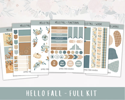 Hello Fall Happy Planner Sticker Kit - Bullet Journal Sticker Kit - Planner Stickers - Autumn Stickers Kit - Fall Stickers Kit