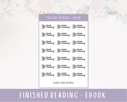 Finished Reading Icon Sticker Sheet - Reading Journal Stickers - Audiobook Stickers -Ebook Stickers - Finished Book Stickers