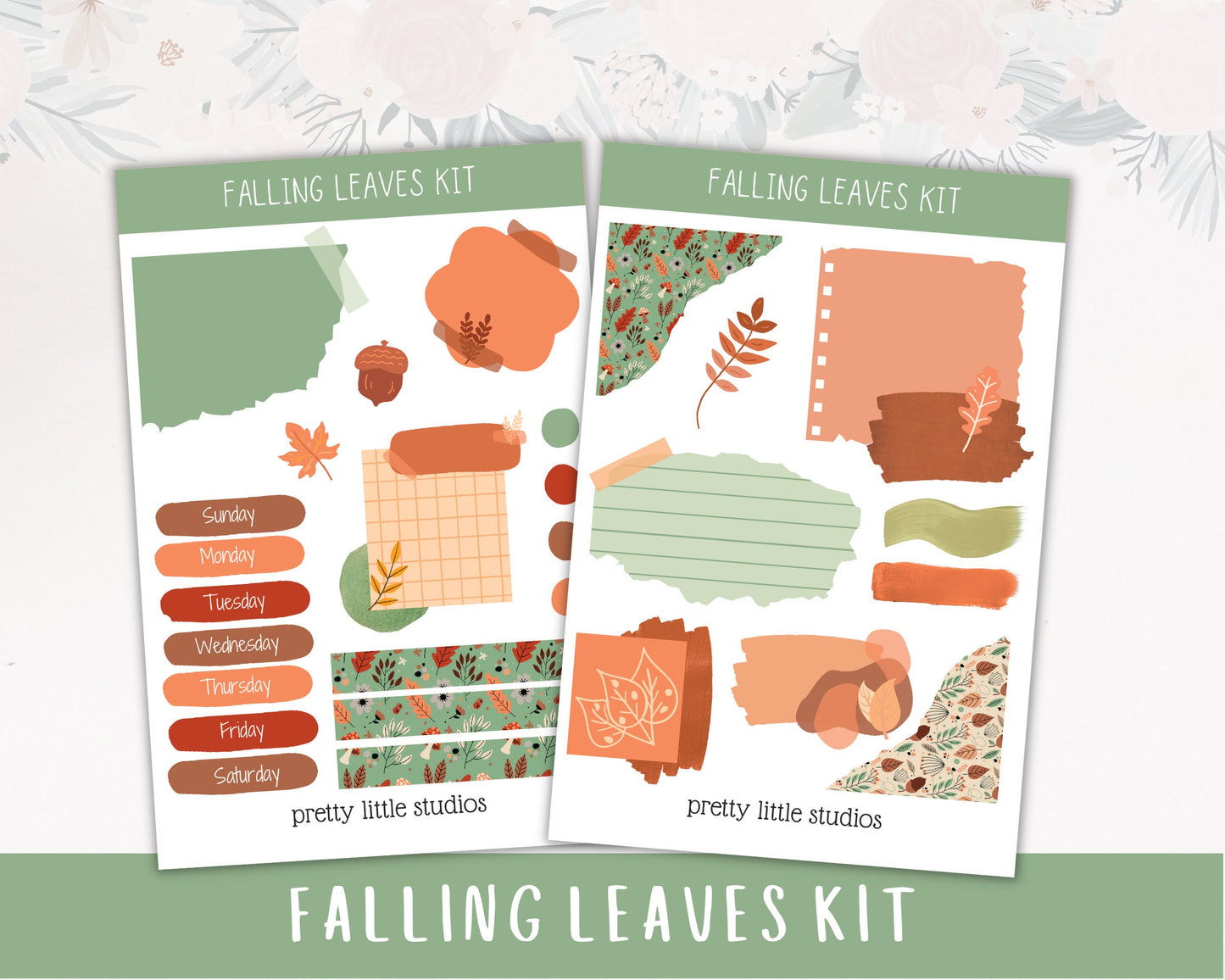 Falling Leaves Autumn Mini Journal Sticker Kit - Bullet Journal Sticker Kit - Planner Sticker Kit - Journaling Kit - Autumn Sticker Kit