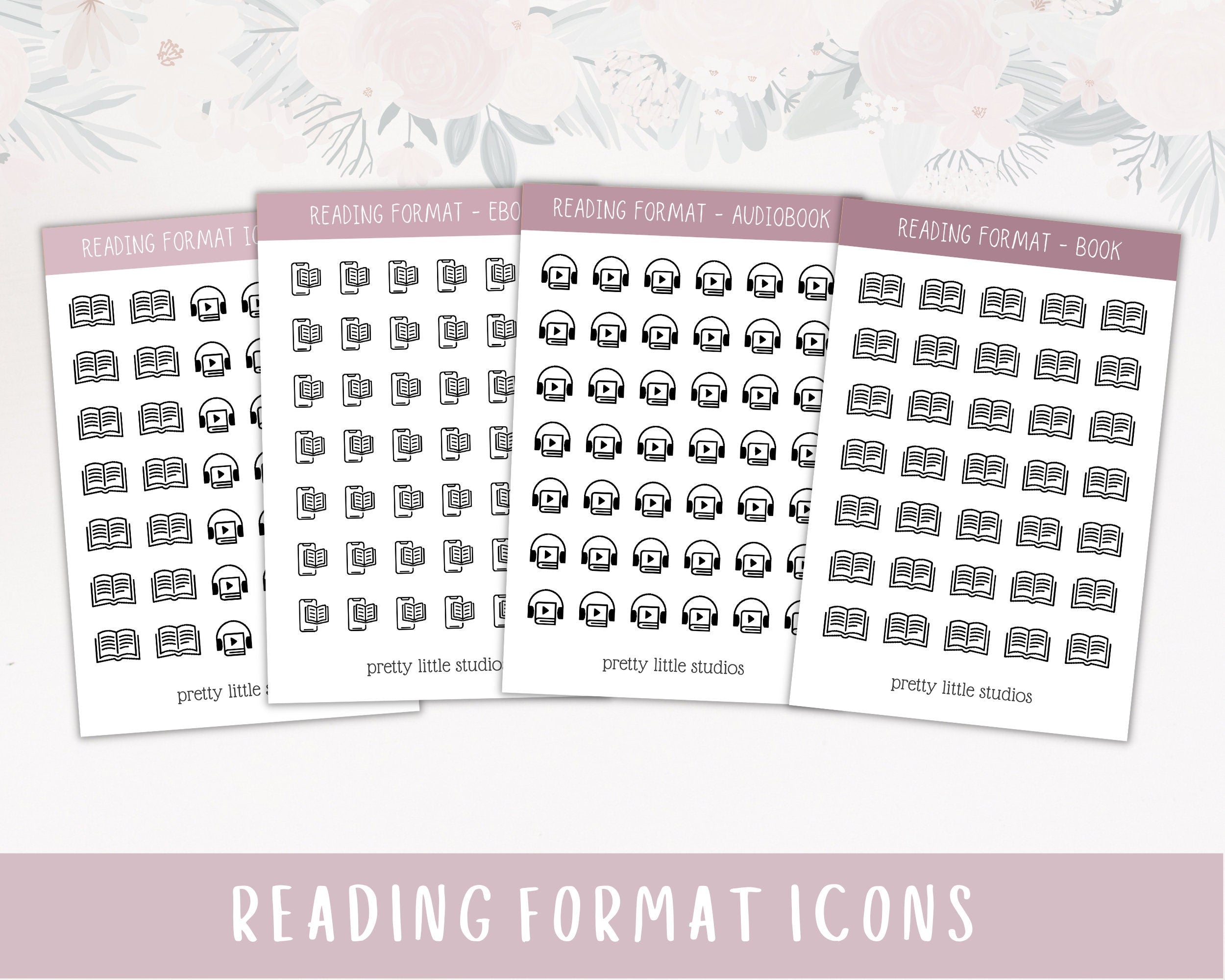 Book Format Icon Stickers - Reading Journal Stickers - Audiobook Stick ...