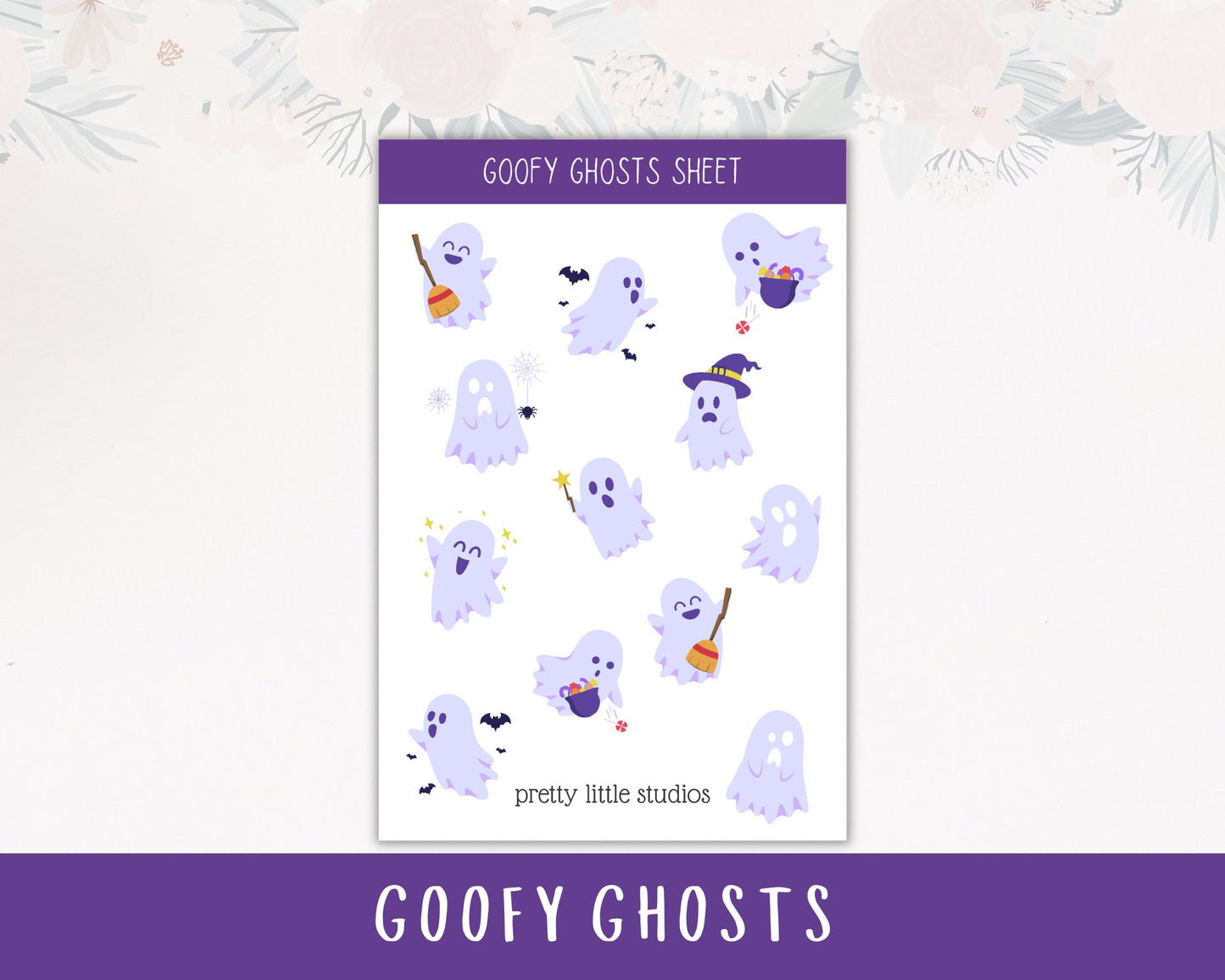 Goofy Ghosts Halloween Inspired Decorative Sticker Sheets for Planners - Halloween Journal Stickers - Halloween Planner Stickers - Halloween Stickers
