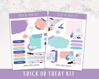 Trick or Treat - Halloween Weekly Kit for Planners - Halloween Journal Sticker Kit - Halloween Planner Stickers - Halloween Journal Stickers