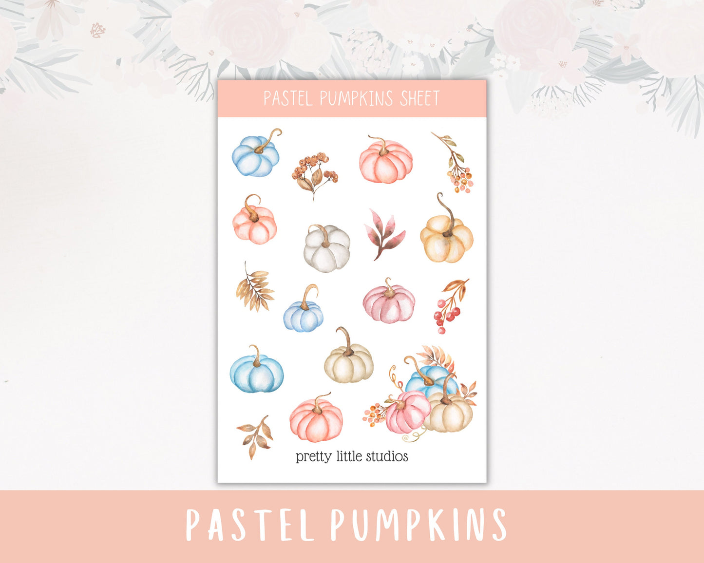 Pastel Pumpkins Decorative Sticker Sheets for Planners - Autumn Journal Stickers - Fall Planner Stickers - Pumpkin Stickers