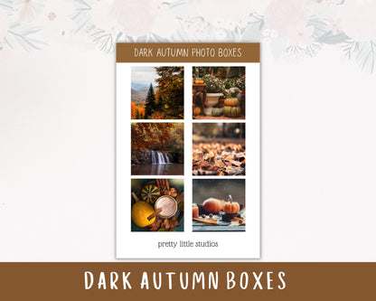 Dark Autumn Photo Boxes Sticker Sheet - Autumn Journal Stickers - Happy Planner Full Box Stickers - Autumn Stickers - Photo Boxes Stickers