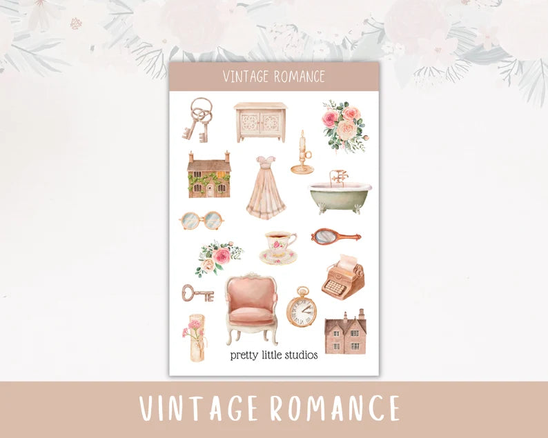 Vintage Romance Decorative Sticker Sheet - Wedding Stickers